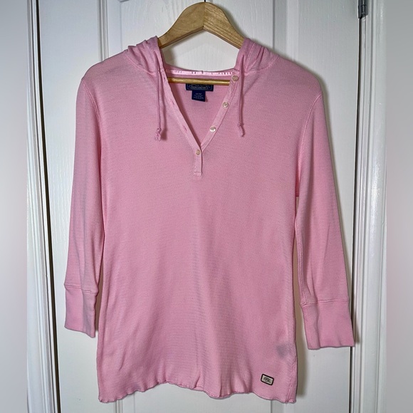 Polo Ralph Lauren Tops - Vintage Y2K Ralph Lauren Polo Jeans Co Pink Hooded Henley 3/4 Sleeve Sz Medium